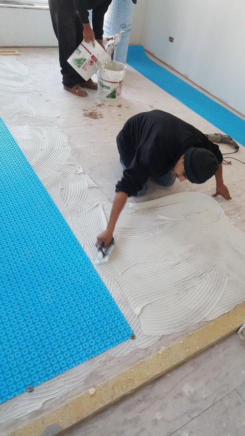 Kitchen Floor Install with Radiant Floor Heating installing prodeso