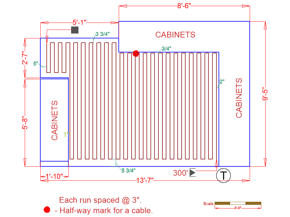 Kitchen floor plan with TempZone Floor Heating Cable System - Hamilton, ON FP blog