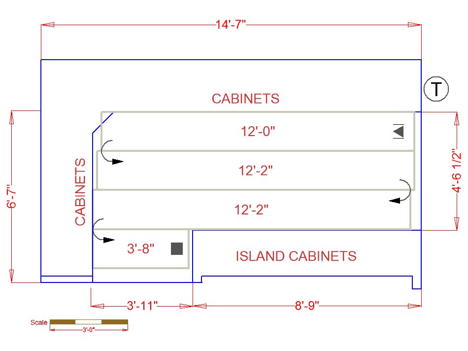 Kitchen floor plan with Environ Radiant Heat