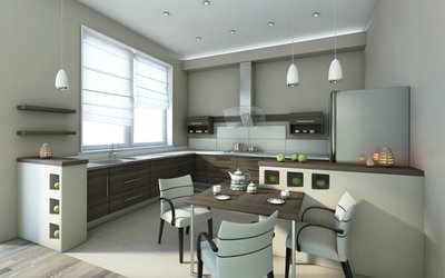Kitchen Tile Floor Stock Image