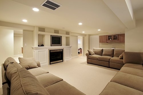 Large Basement with carpet floor