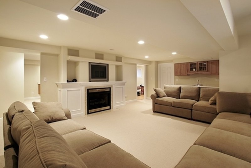 Large Basement with carpet floor