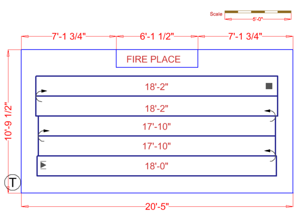 Living room floor plan with environ flex roll