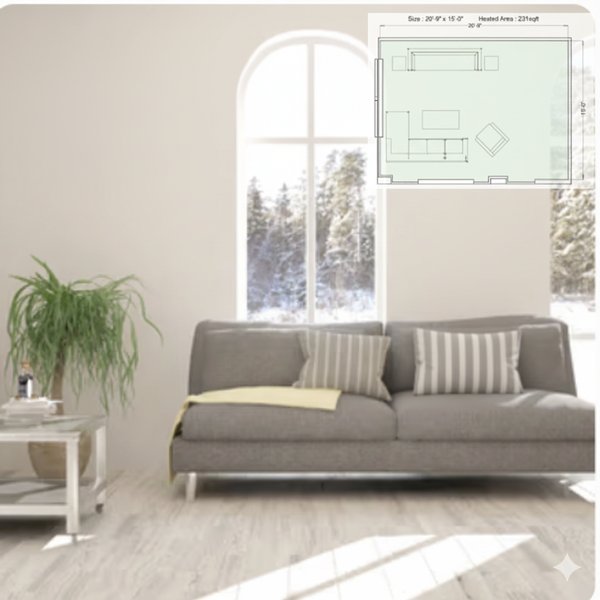 Living Room with floor plan for floor heating