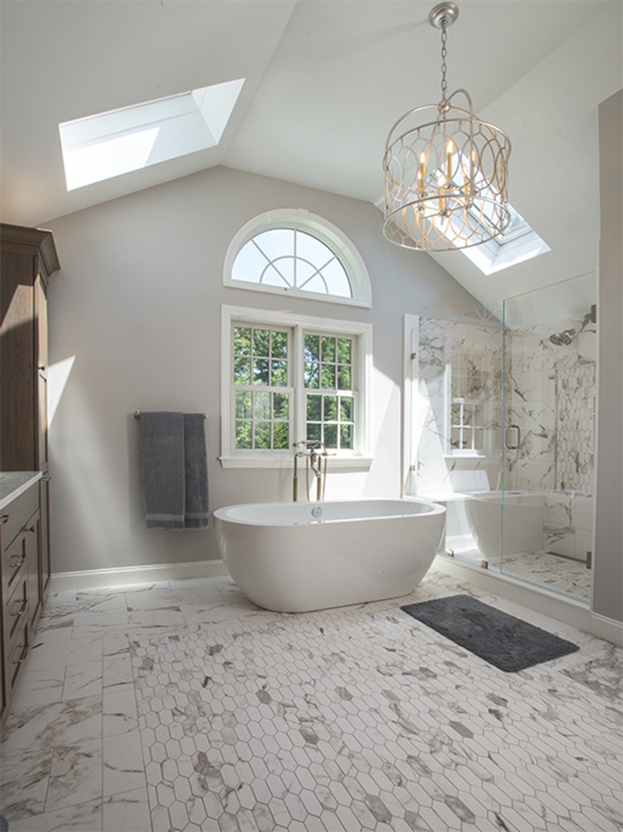 Luxury Bathroom remodel with heated tile floors MARLBOROUGH, MA