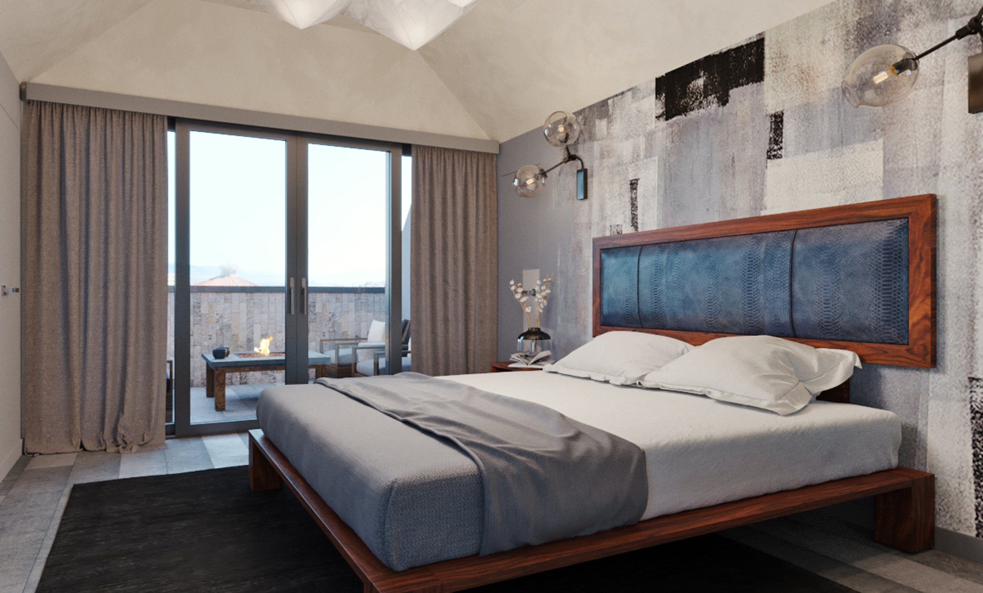 Luxury bedroom with san francisco bay view with heated balcony