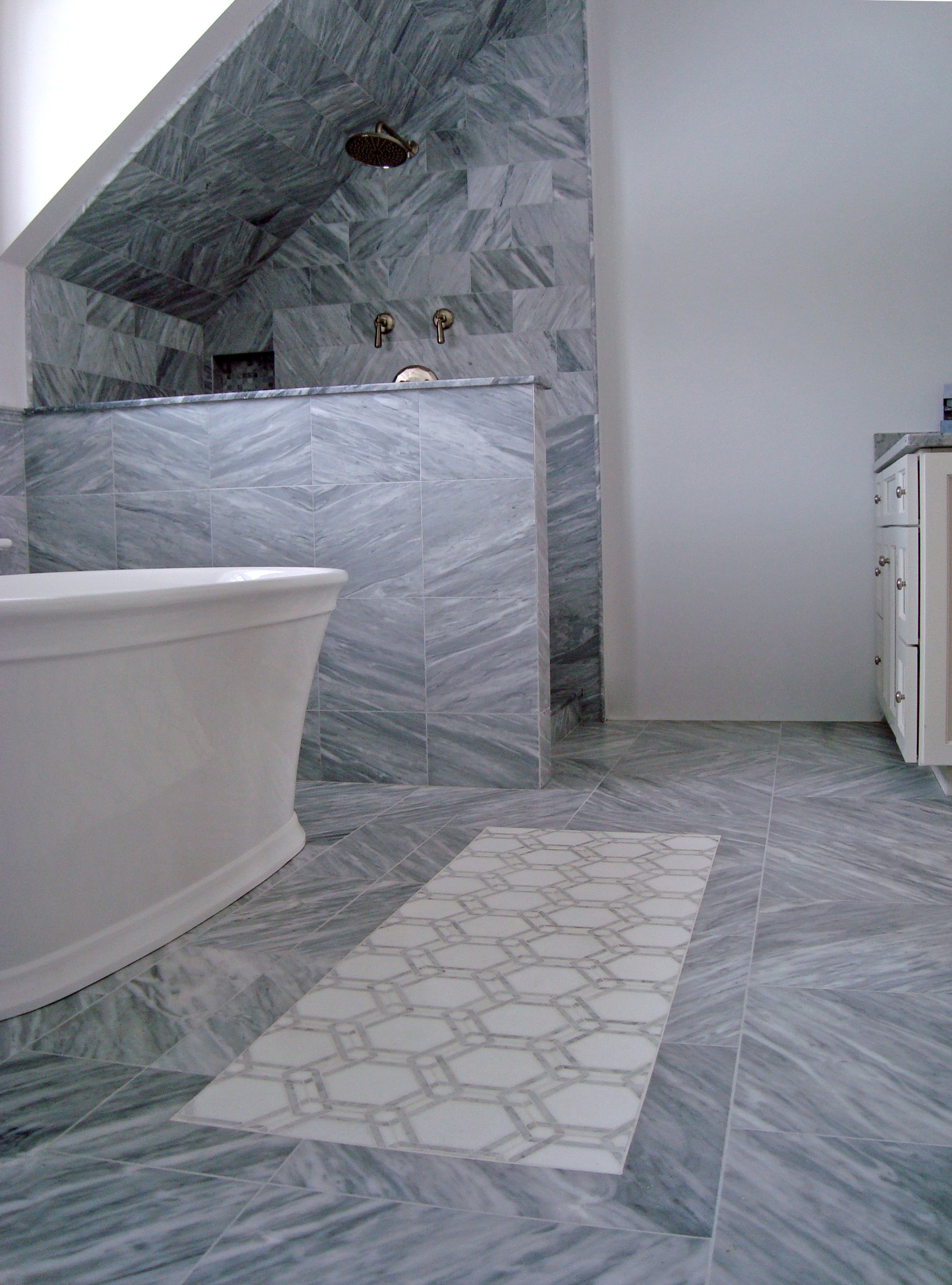 Luxury Grey Bathroom with heated tile floors