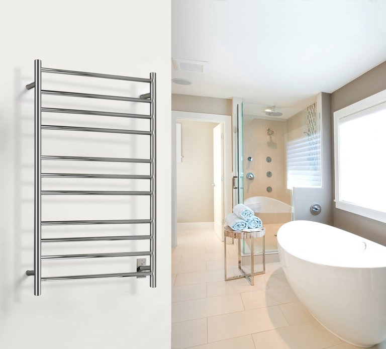 TWS4MLT11PH Malta Towel Warmer, Polished, Hardwired, 11 Bars TWS4