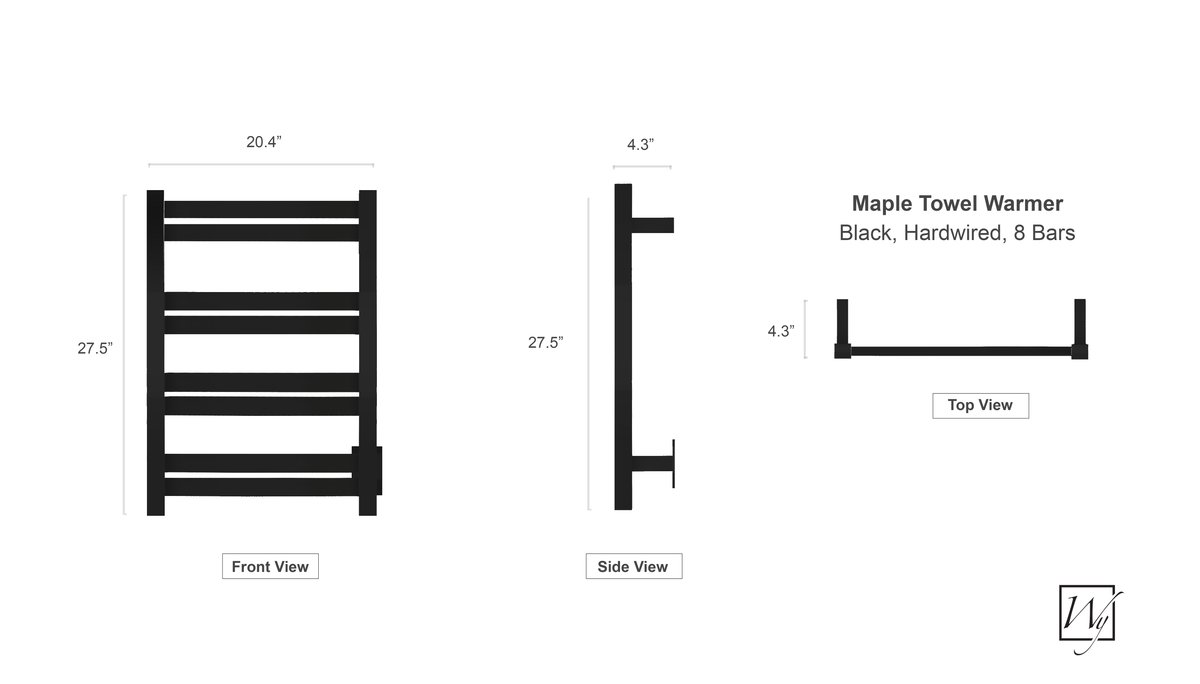 Maple black towel warmer dimensions-im9772-070620