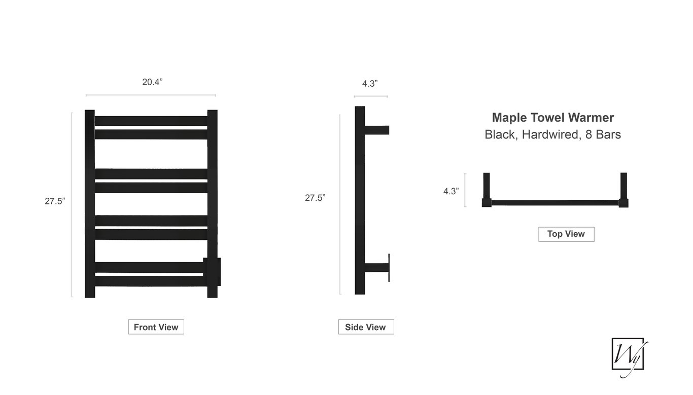 Maple black towel warmer dimensions-im9772-070620