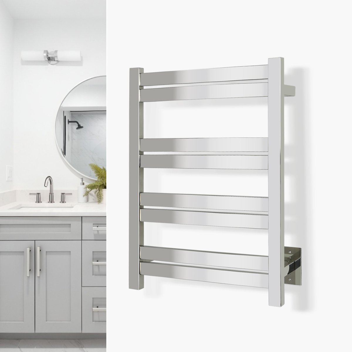 Maple Polished Towel Warmer Landing Page Image on Wall Square