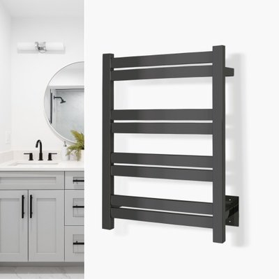 Maple Black Towel Warmer Landing Page Image on Wall Square