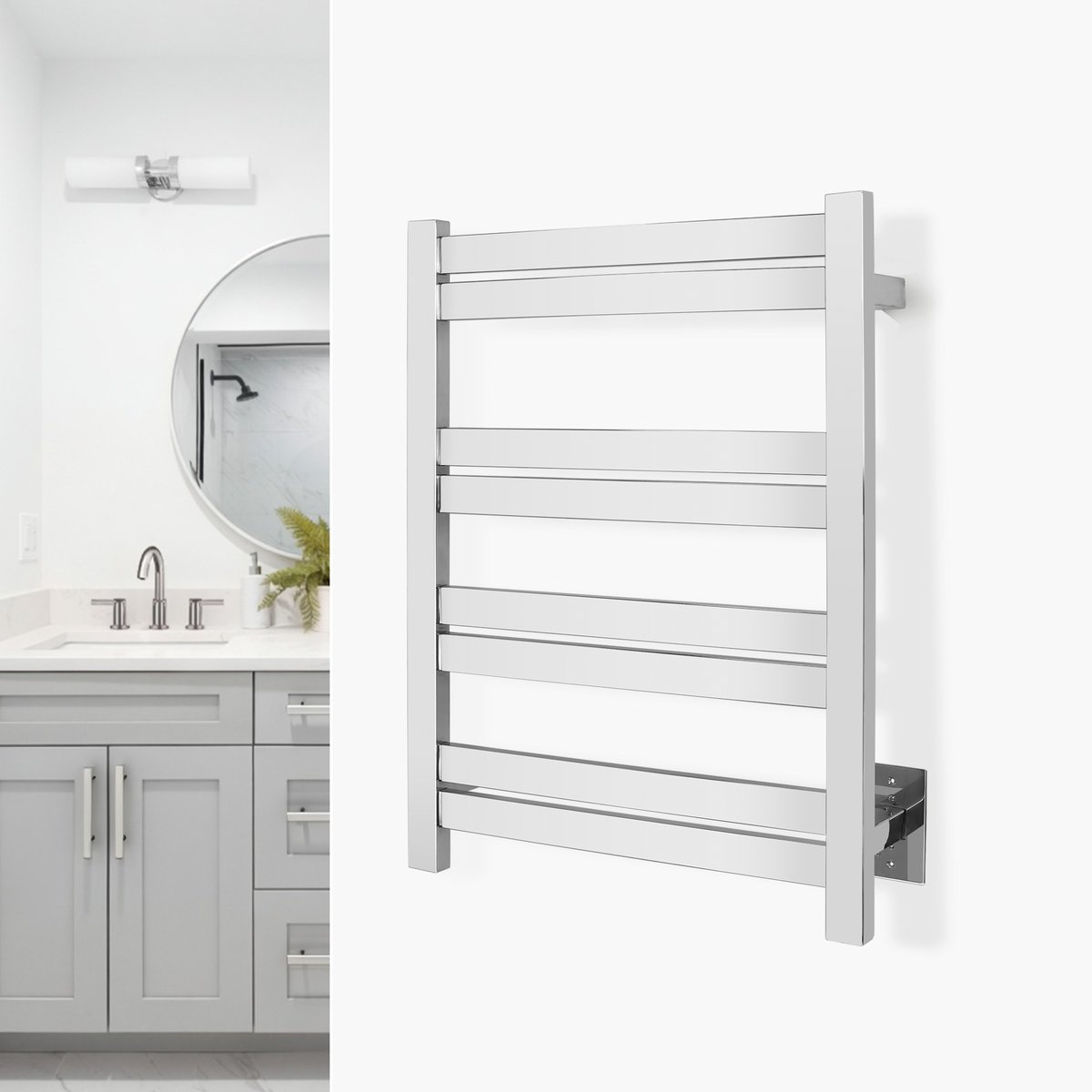 Maple Polished Towel Warmer Landing Page Image on Wall Square