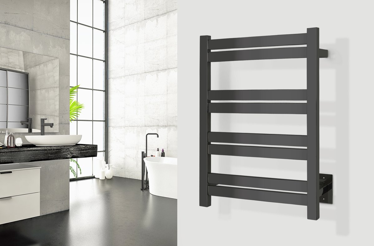 Maple Towel Warmer - Matte Black Lifestyle