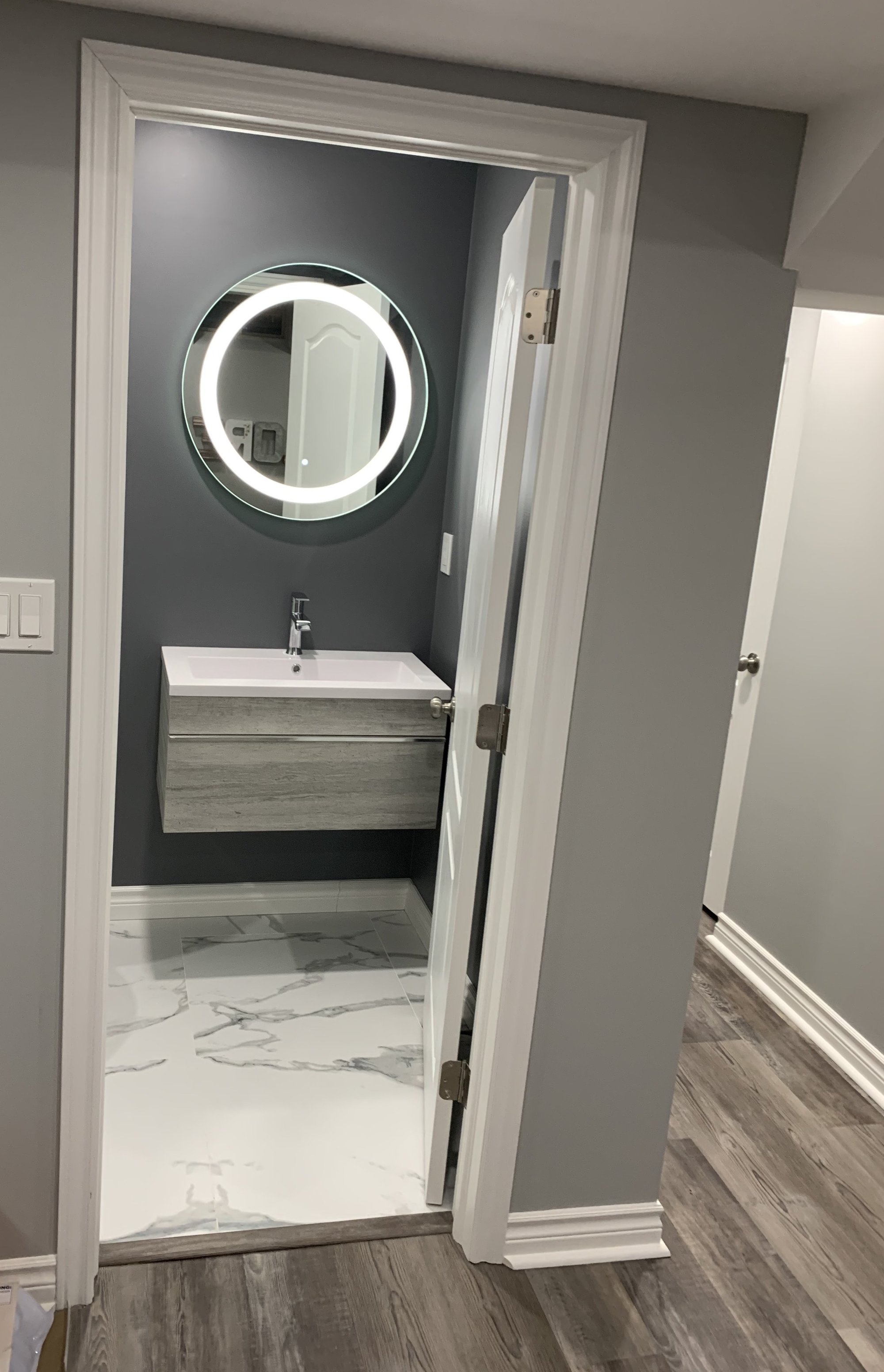 Marilyn LED Mirror on in basement bathroom