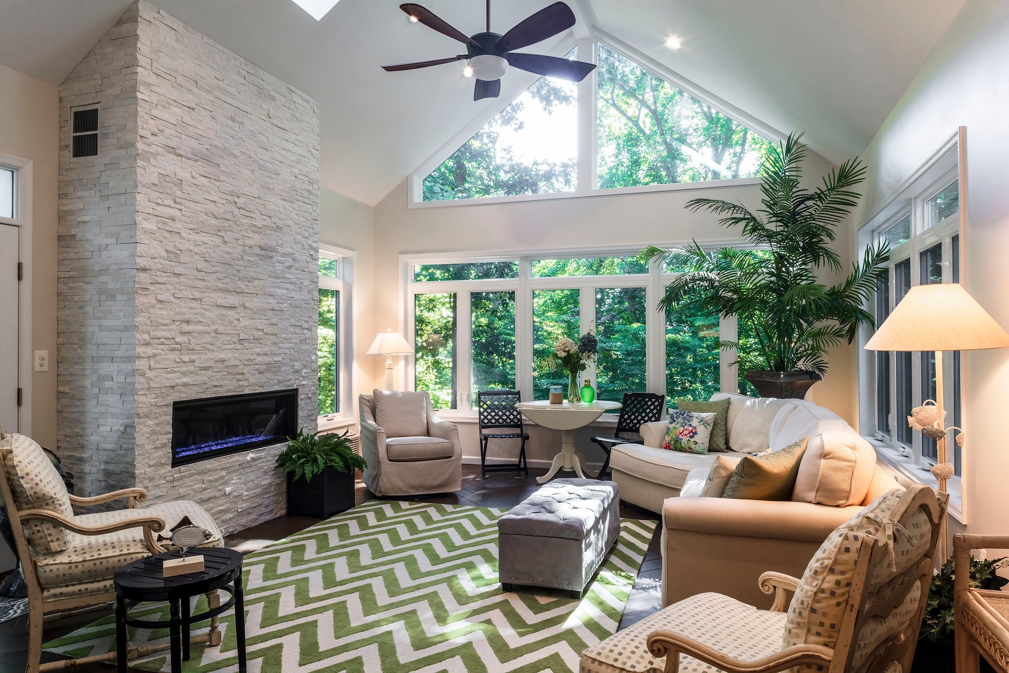 Sunroom with electric floor heating corner view