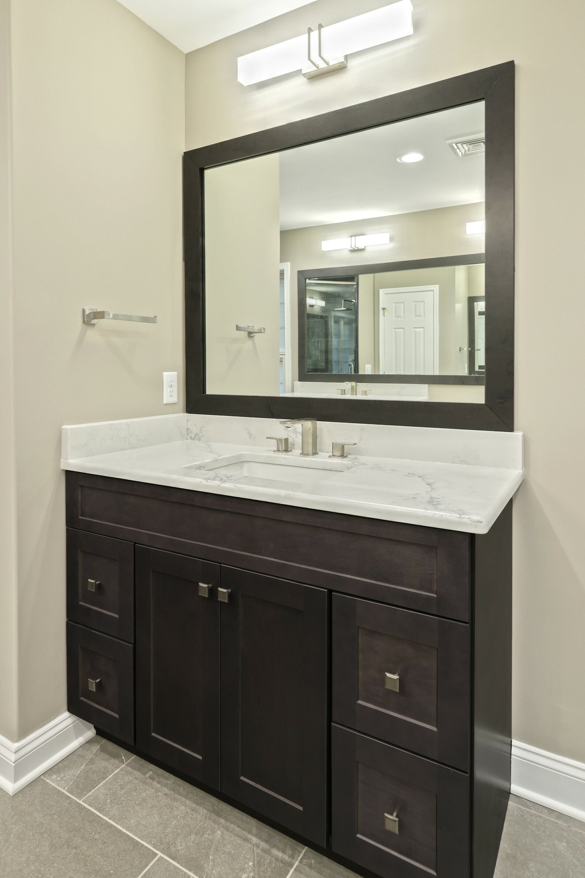 Master Bath remodel with tempzone flex roll floor heating vanity corner by red oak remodeling