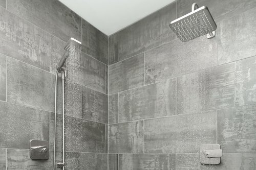 Master Bath remodel with tempzone flex roll floor heating shower corner red oak remodeling