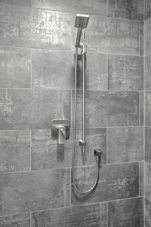 Master Bath remodel with tempzone flex roll floor heating shower faucet