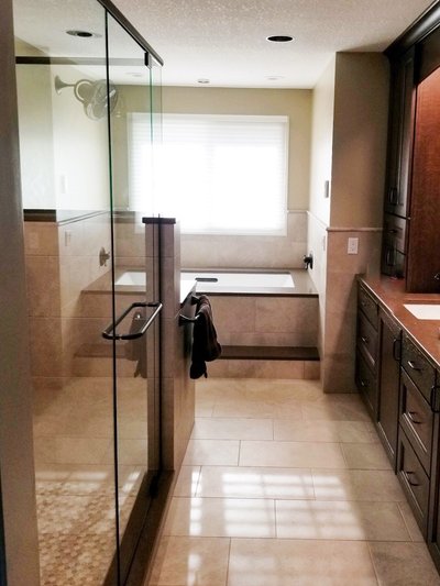 Master bathroom remodel with floor heating cable under tile DES MOINES, IA