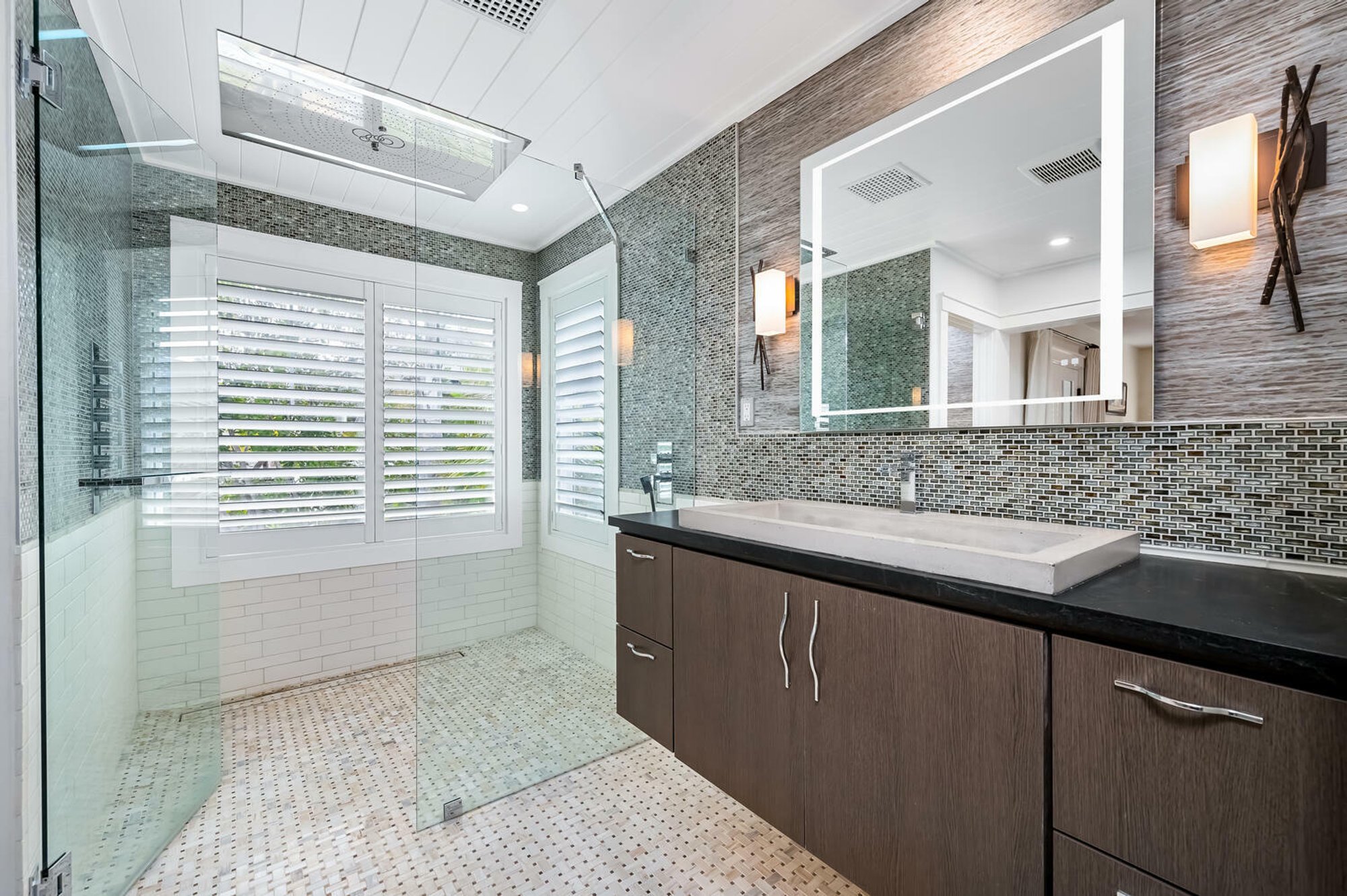 Master Bathroom remodel with floor heating in large shower enclosure view
