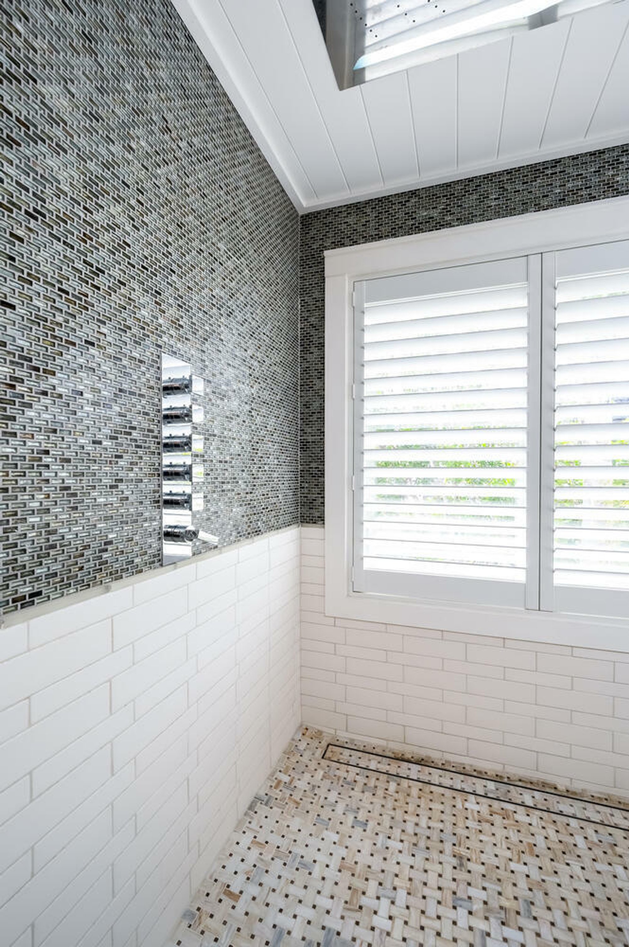 Master Bathroom remodel with floor heating in large shower enclosure inside shower