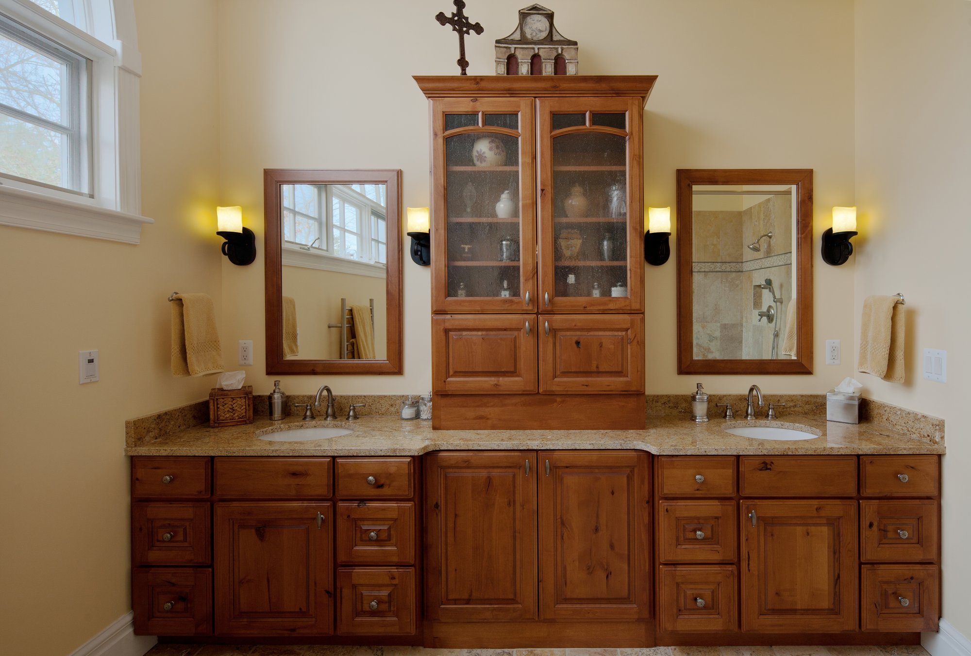 Master bathroom remodel with floor heating vanity shot ANN ARBOR, MI