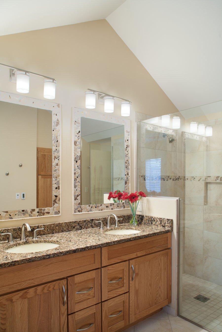 Master bathroom with double vanity and walkin shower angle ANN ARBOR, MI