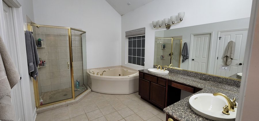 Master Bathroom with radiant floor heating system installed