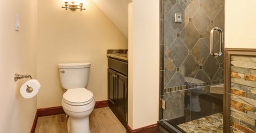 Master Bathroom with stone and floor heating BEDFORD, NH