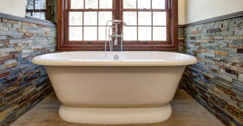 Master Bathroom with stone and floor heating bathtub BEDFORD, NH