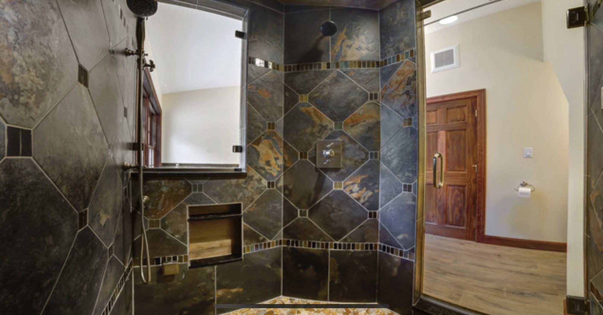 Master Bathroom with stone and floor heating inside shower BEDFORD, NH