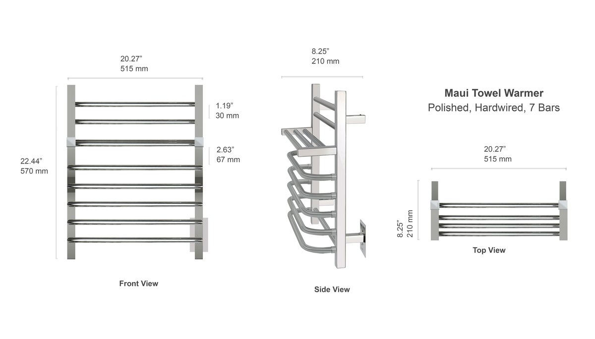 Maui Towel Warmer Dimensions