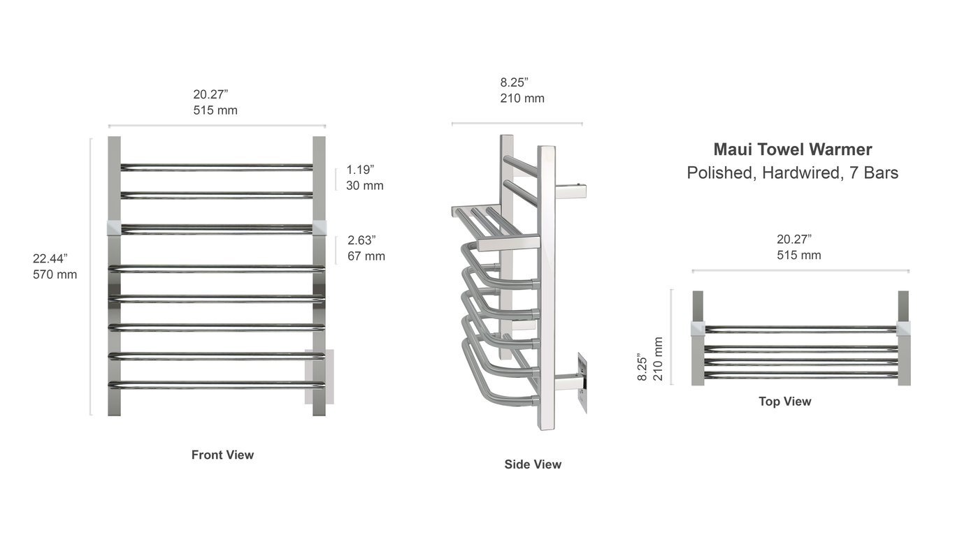 Maui Towel Warmer Dimensions