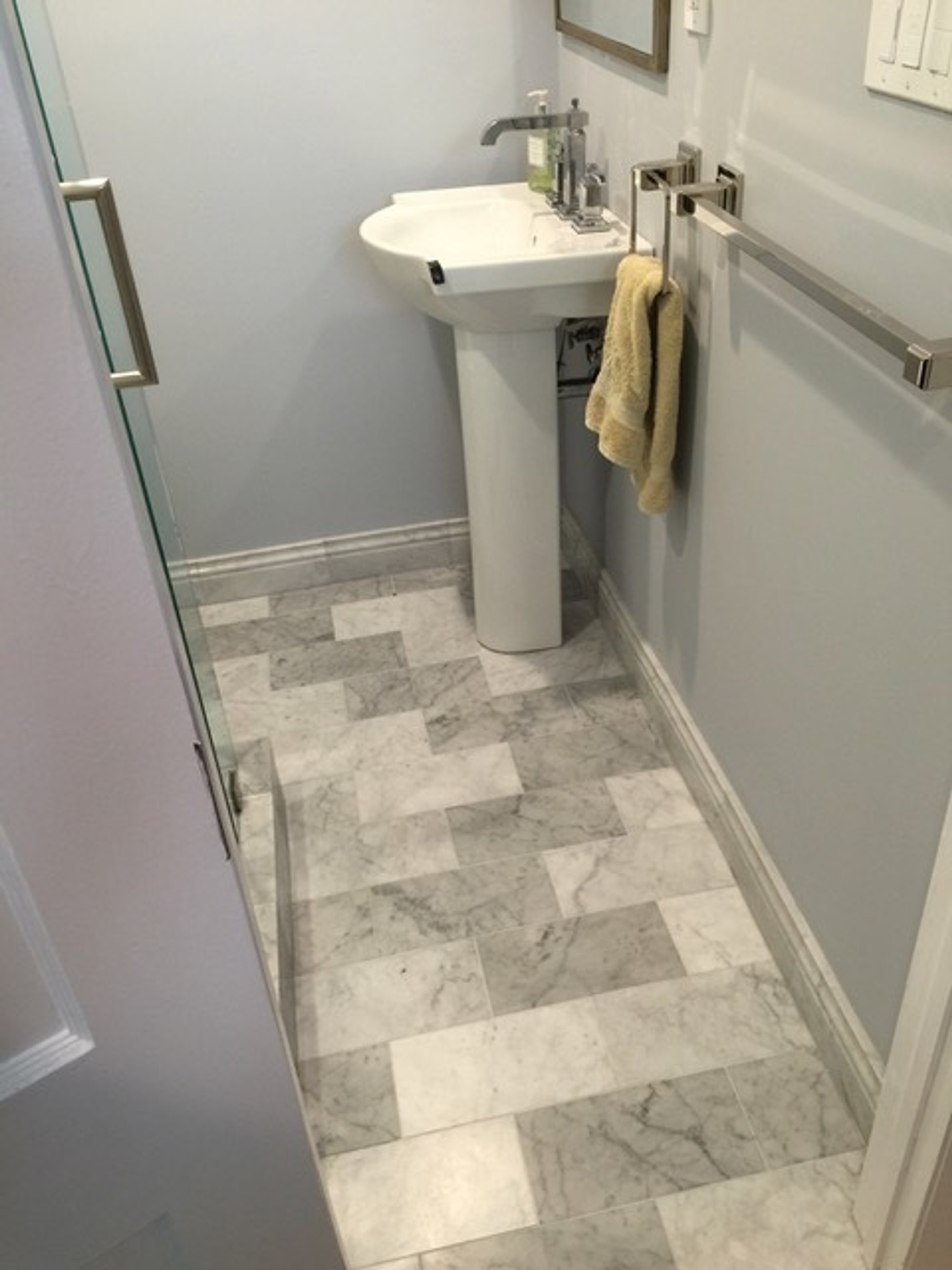Melrose Marble Guest Bath Remdel with Radiant Floor Heating