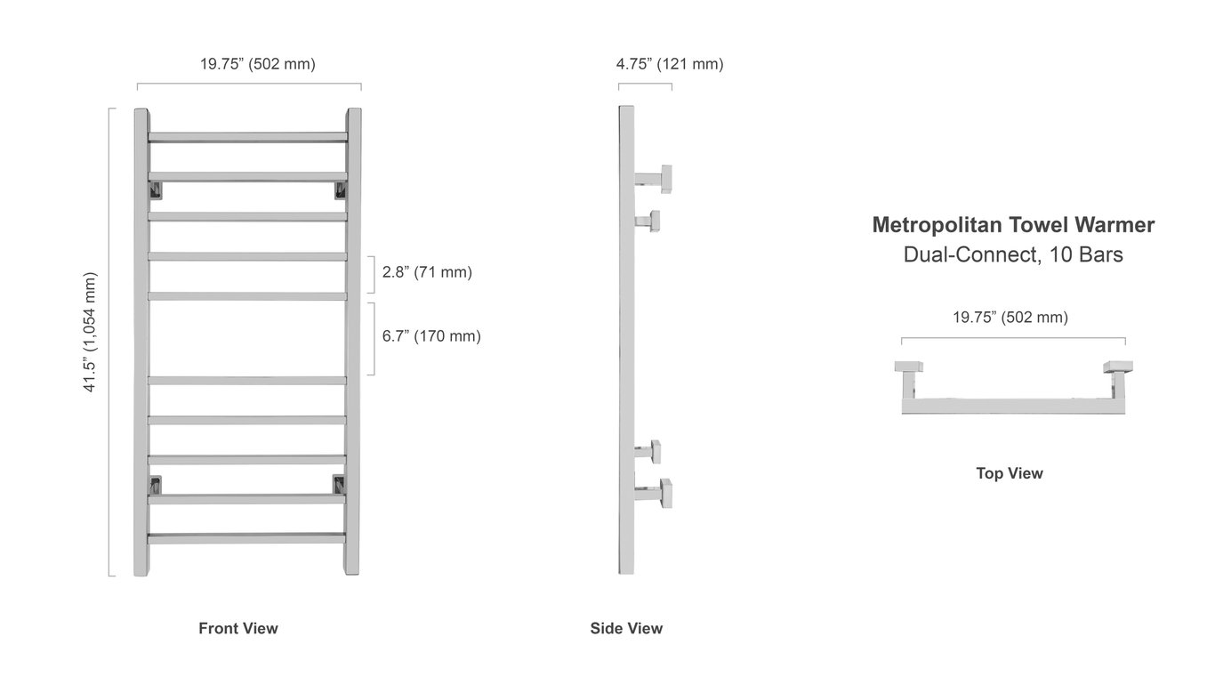 Metropolitan Towel Warmer Dimensions