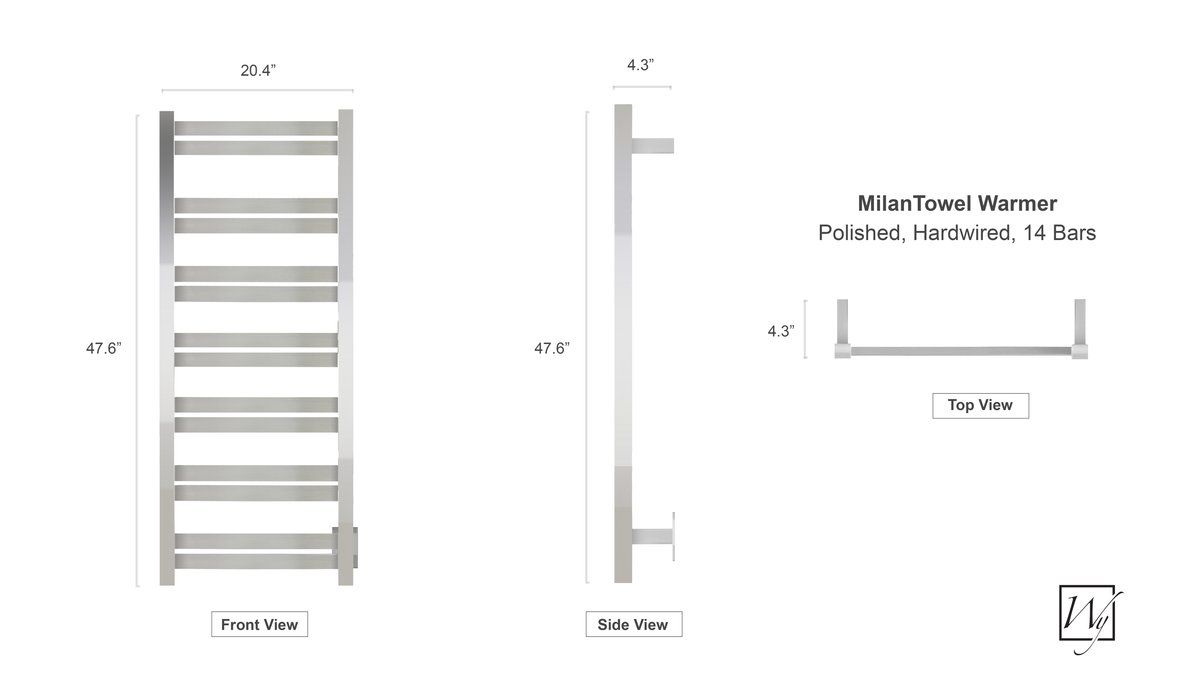 Milan polished towel warmer dimensions-im9774-070620