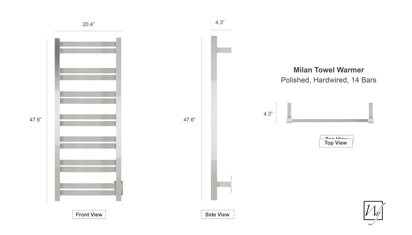 Milan polished towel warmer dimensions-im9774-070620