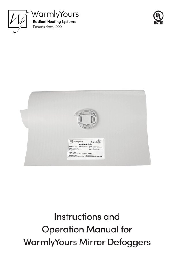 Cover for Mirror Defogger Installation Manual (English)