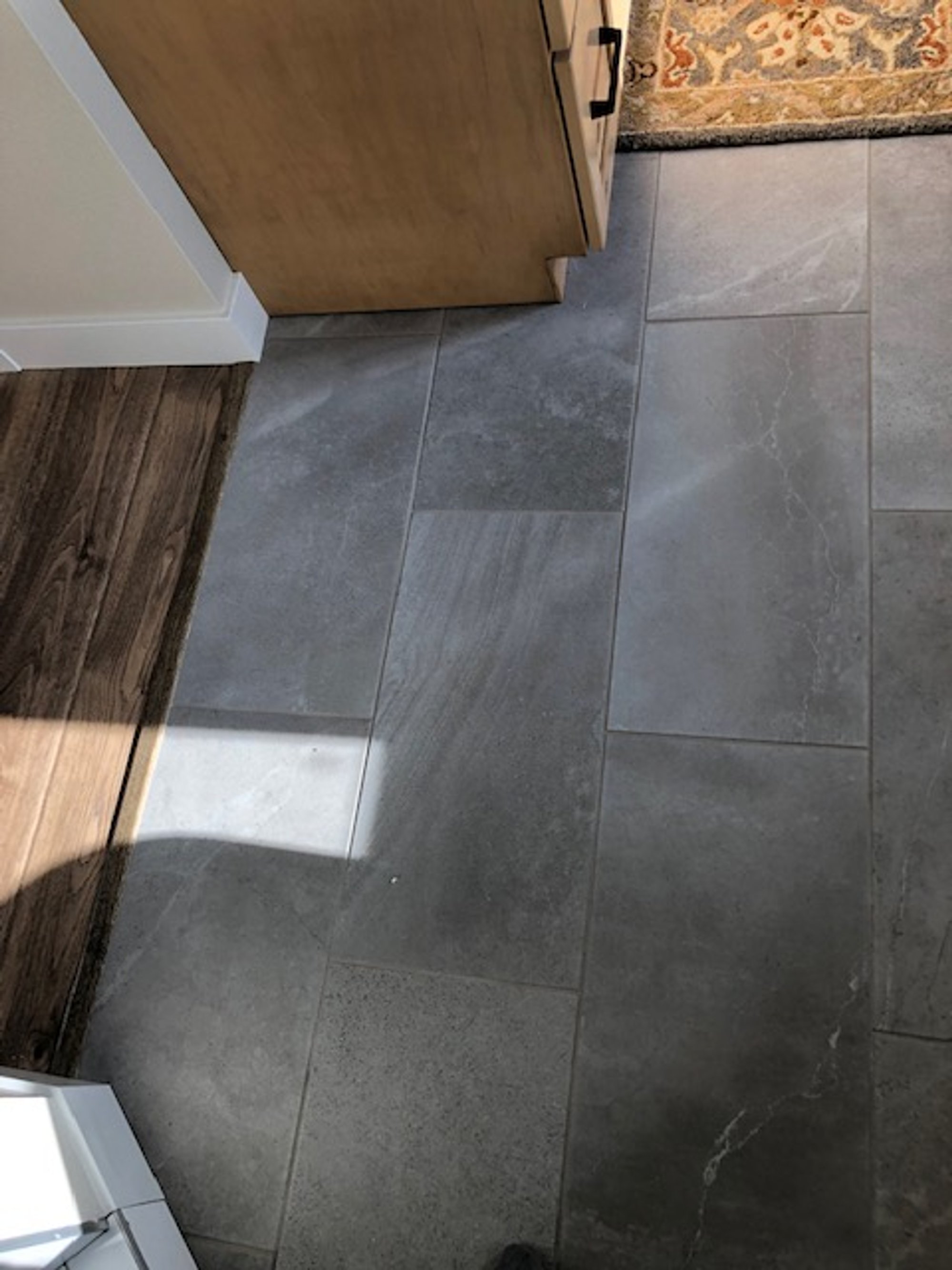 Model Home with Floor Heating in Bathroom floor closeup CHIPPEWA FALLS, WI