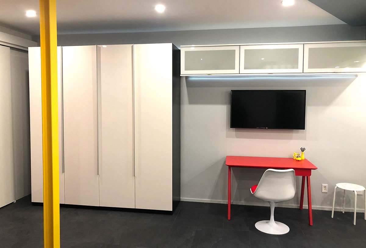 Basement with floor heating under tile