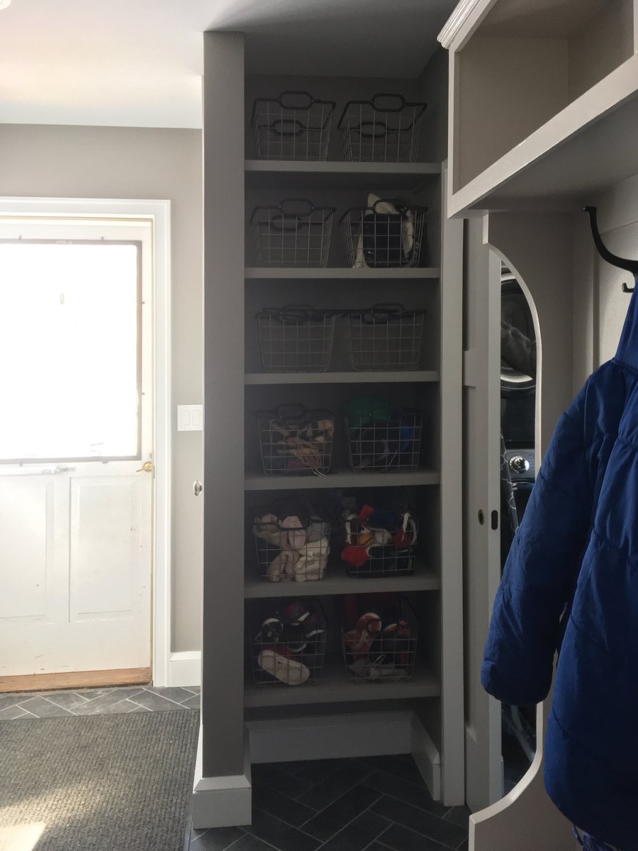 Mudroom entryway with heated tile floors