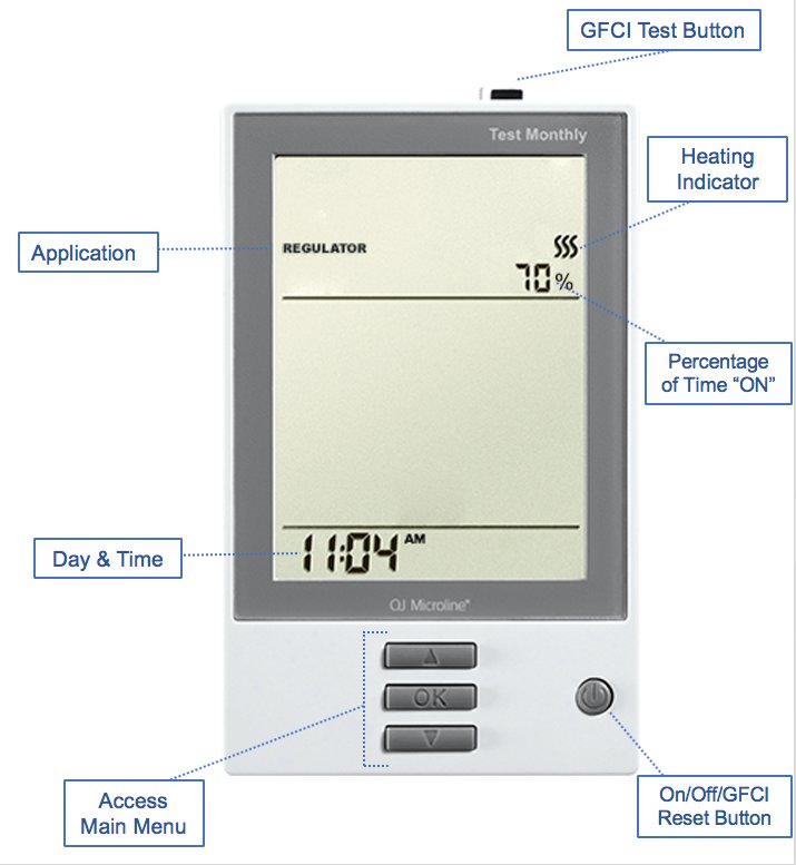 nHance floor heating thermostat regulator mode labeled diagram