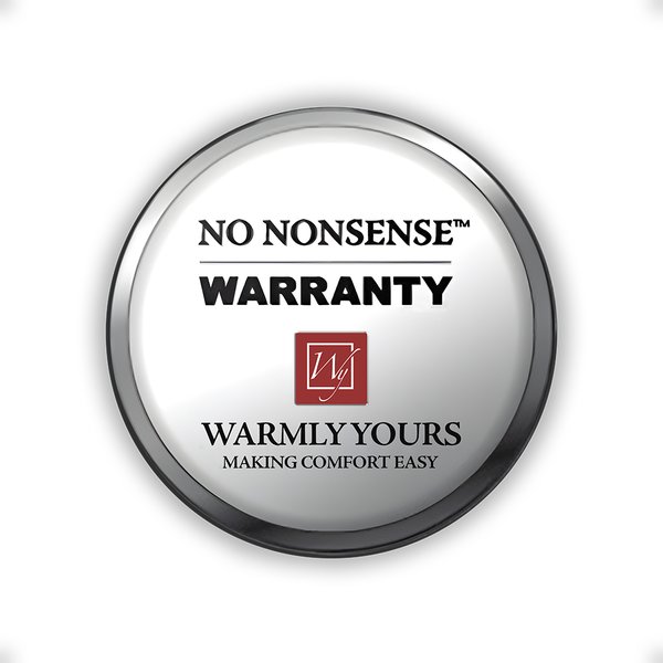No-nonsense warranty badge or guarantee icon symbolizing simple, transparent coverage for radiant heating products.