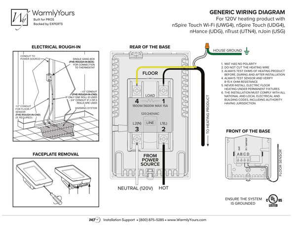 Cover for nSpiration Series Thermostat Wiring Diagram (120V & 240V) (English)