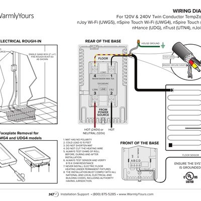 nSpiration Series Thermostat Wiring Diagram (120V & 240V) (English)