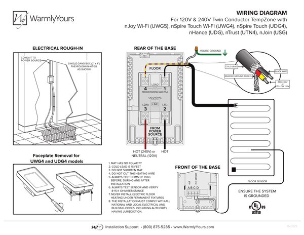 Cover for nSpiration Series Thermostat Wiring Diagram (120V & 240V) (English)