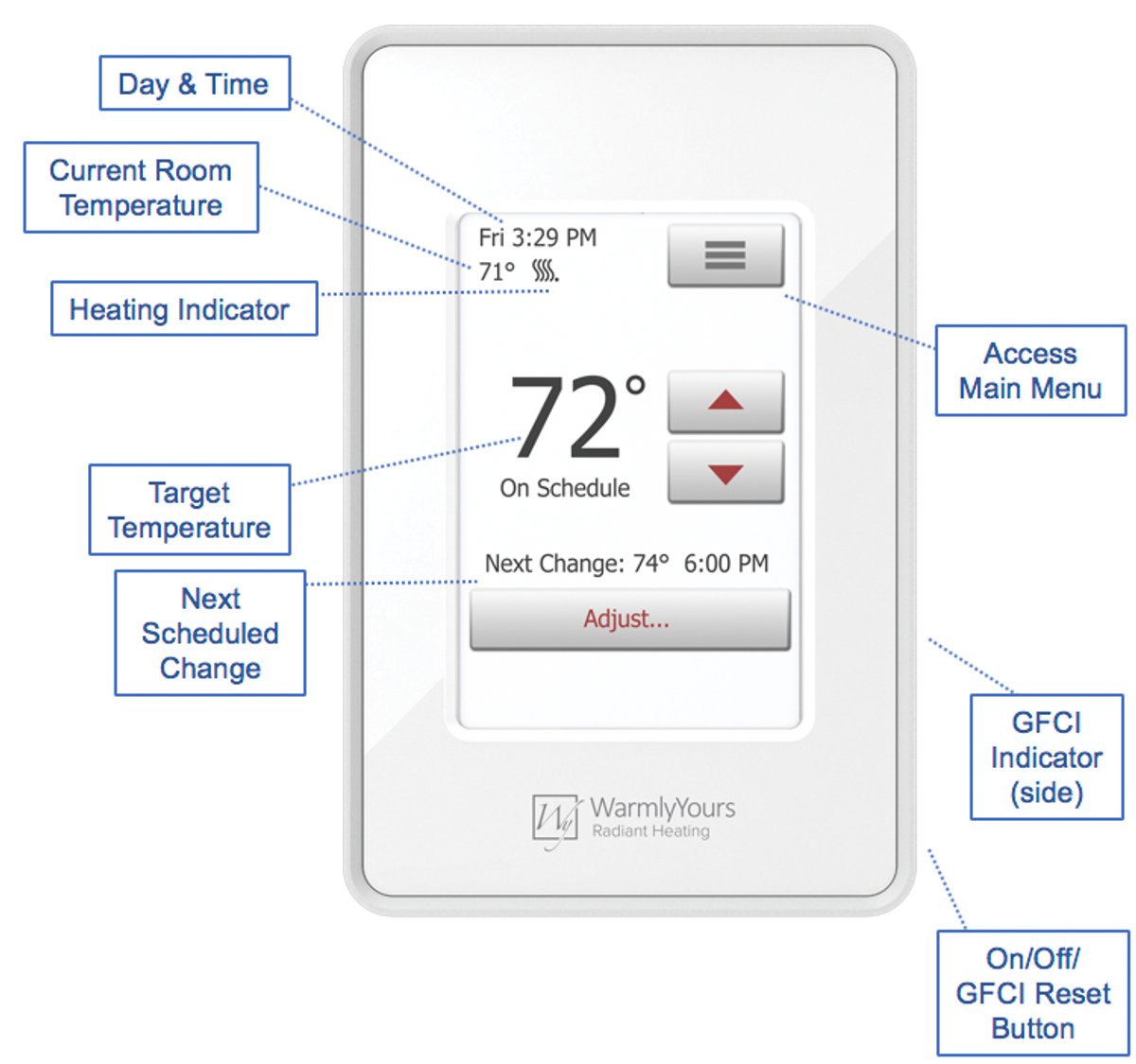 nTouch floor heating thermostat diagram labeled