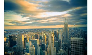 NYC Skyline With Dramatic Evening Sky