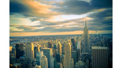NYC Skyline With Dramatic Evening Sky